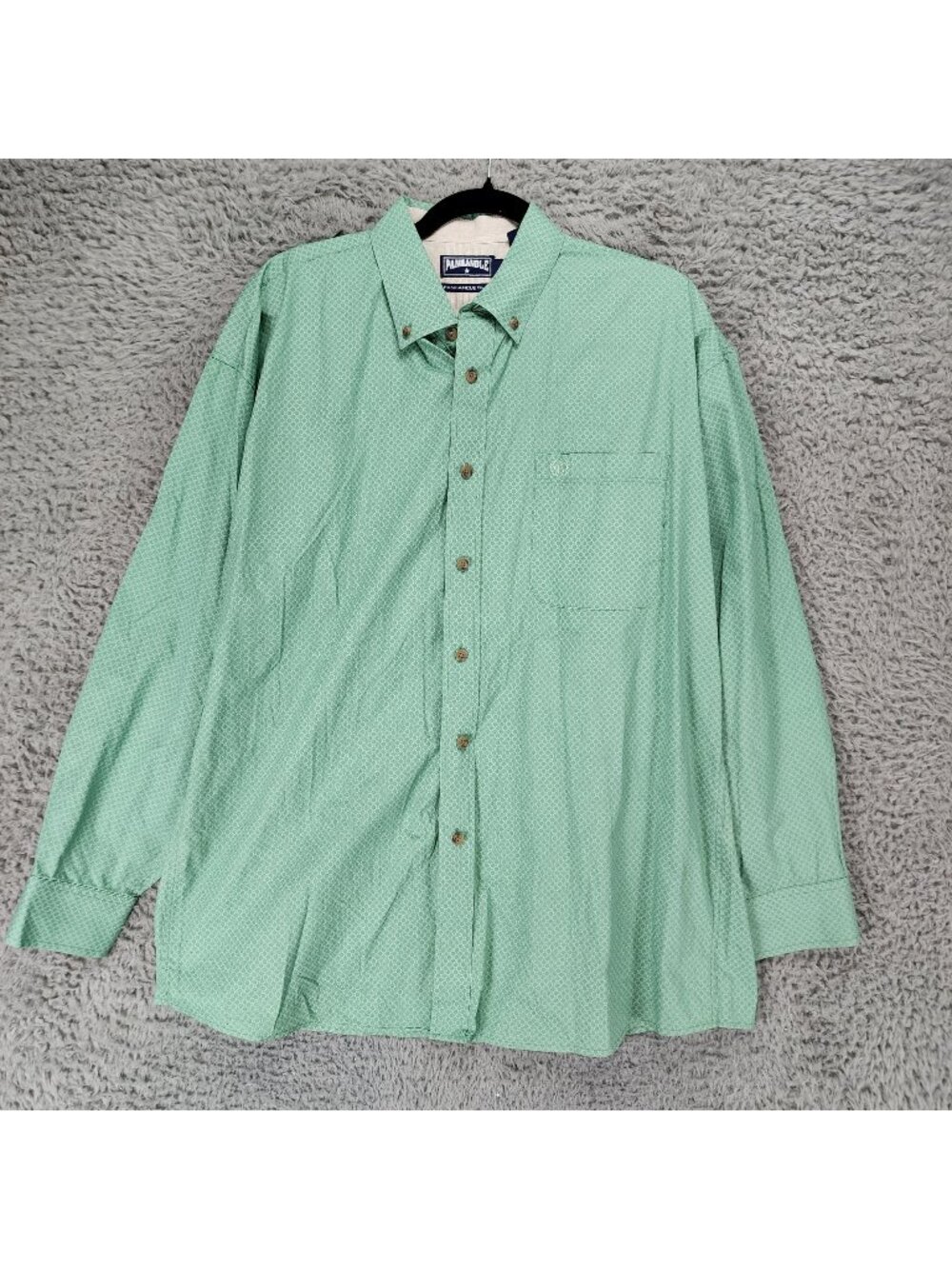 Panhandle Shirt Mens Large Green Cotton Long Sleeve Button Up Slim